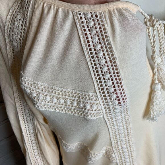 Lucky Brand Peach lace peasant top - Picture 8 of 11
